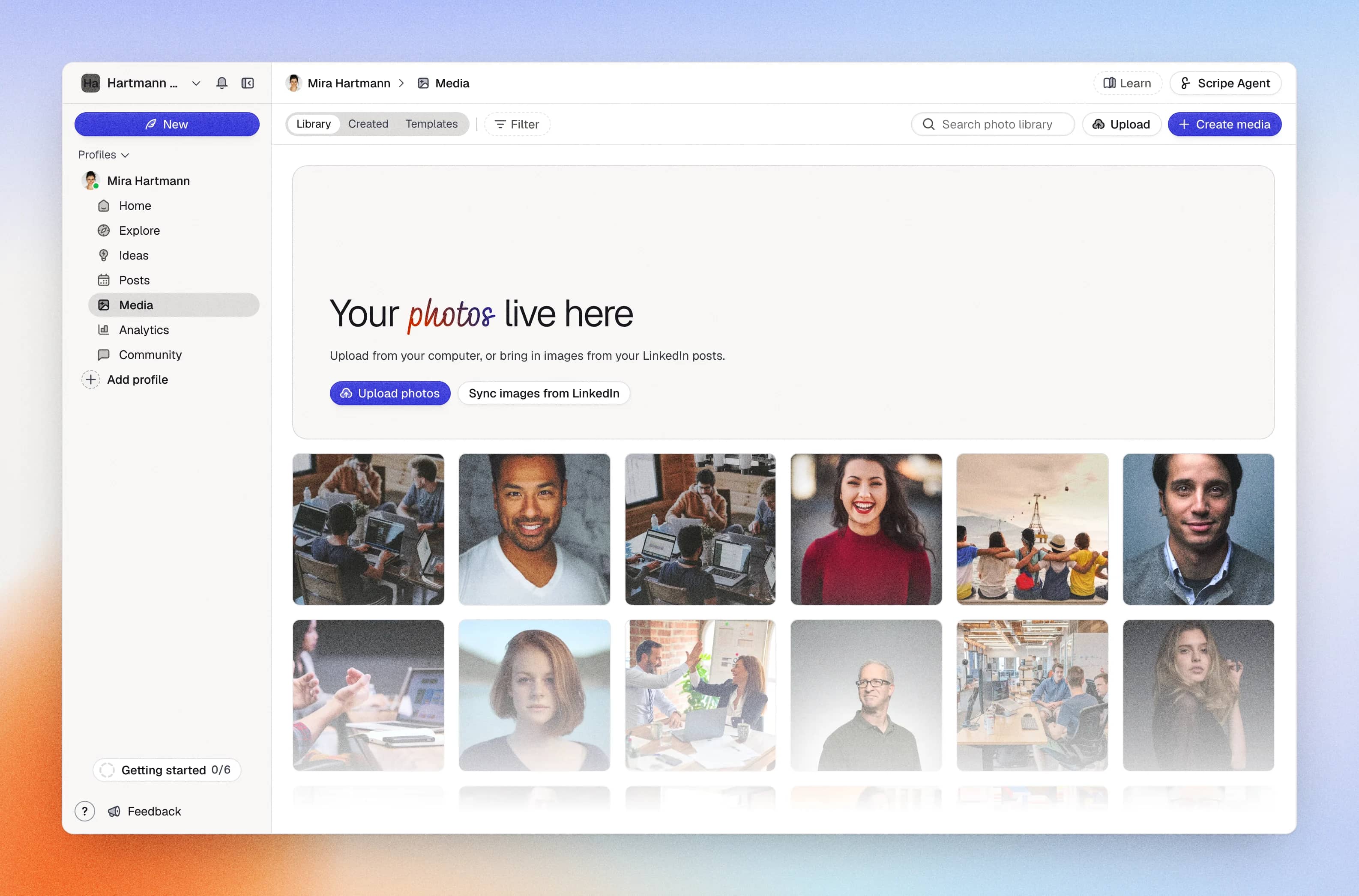 Media: the library, what Scripe created and your templates