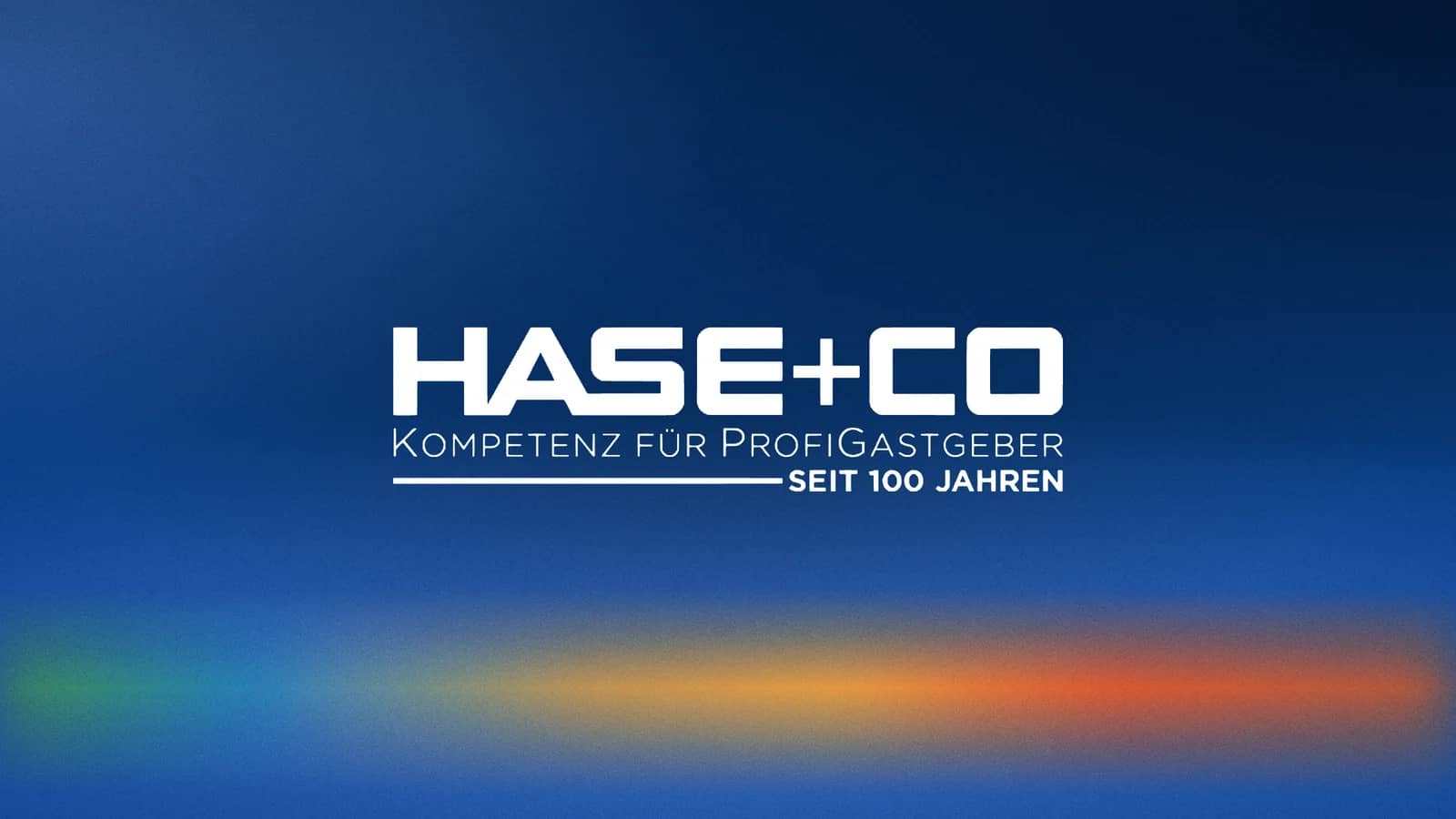 The HASE+CO logo in white on a blue field