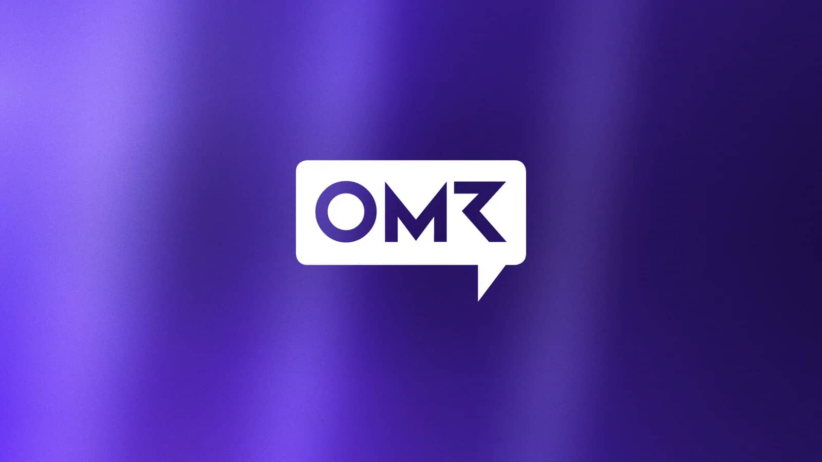 The OMR logo in white on a violet field
