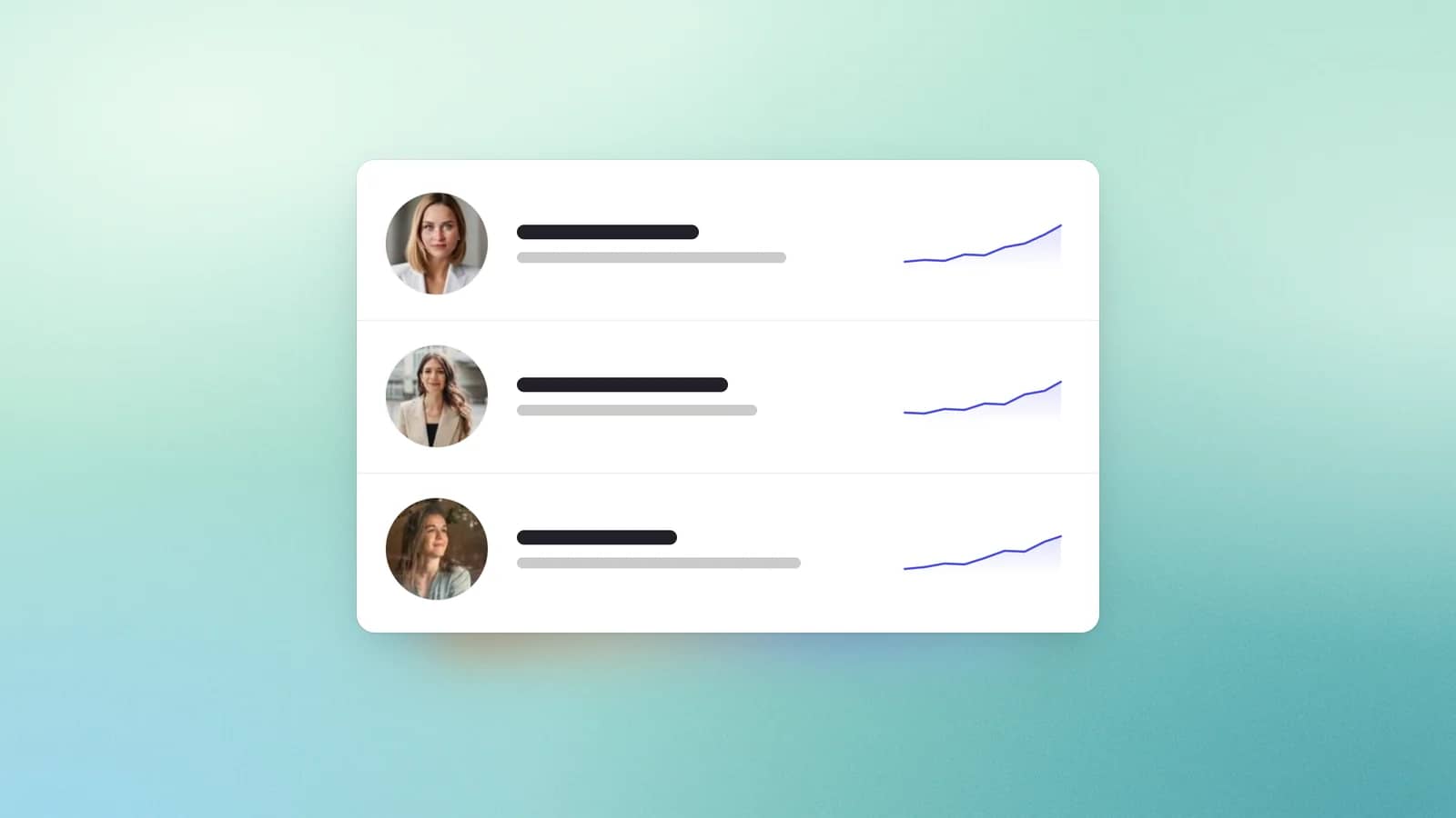 Three community members, each with a rising line