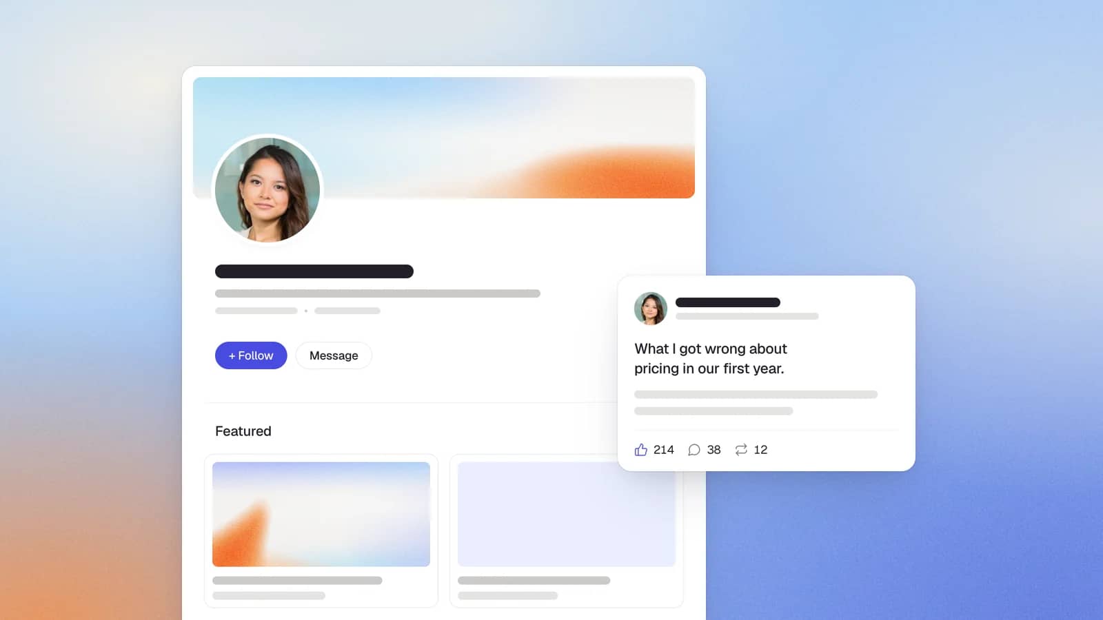A LinkedIn profile with a Featured section and one calm post with its reactions